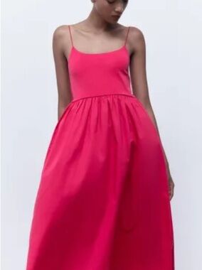 Zara Hot Pink Spaghetti Strap Dress